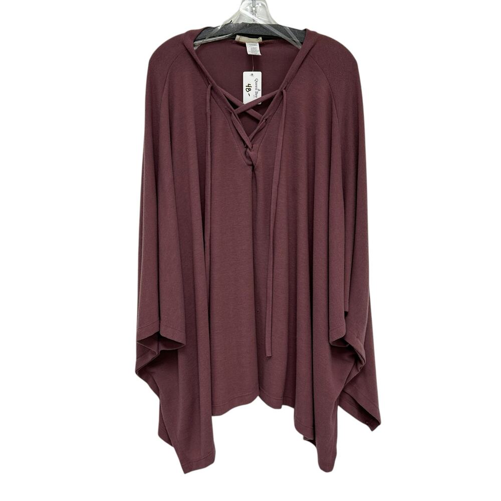 NWT Pixi + Ivy Mauve Pink Criss Cross Front Tie Poncho Shawl Womens Large
